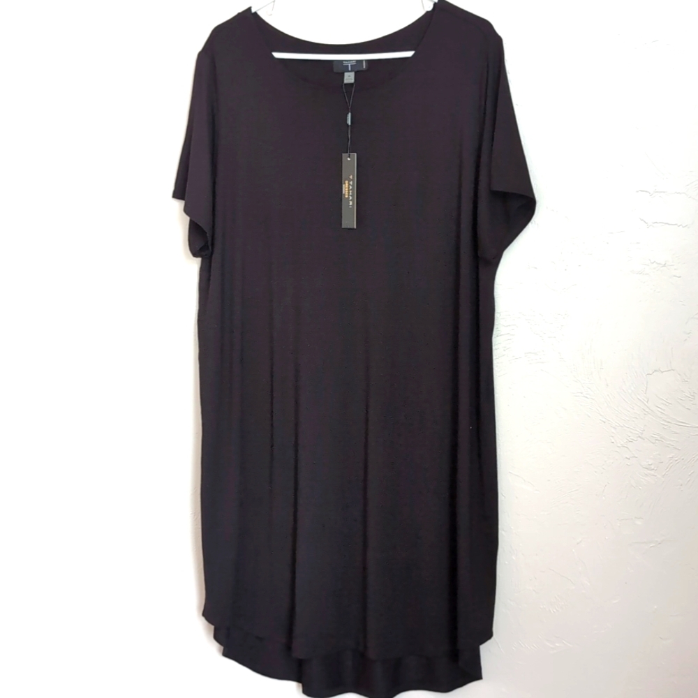 T Tahari Black Jersey Knit Short Sleeved T-shirt Dress Women's Size 2X